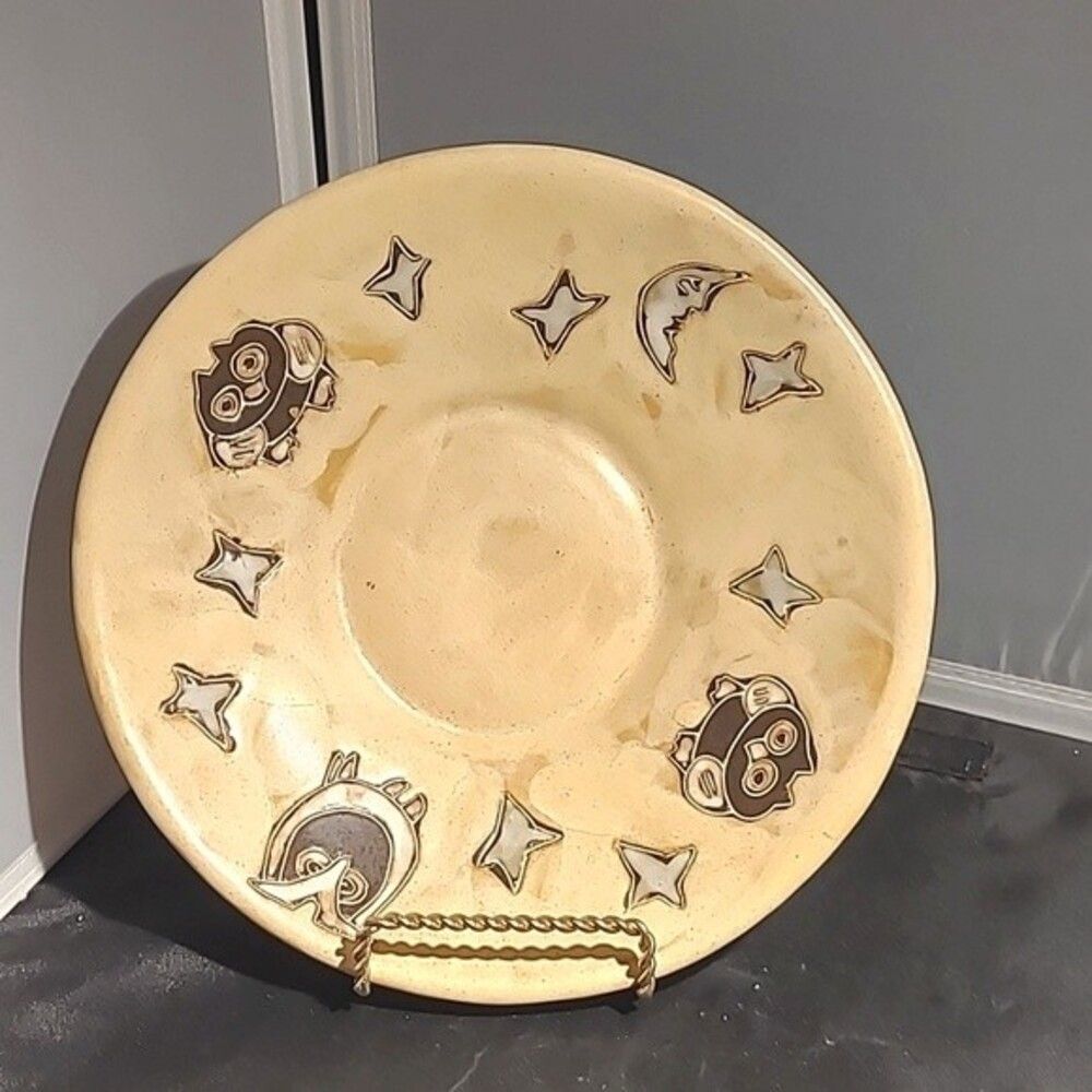 HANDCRAFTED BOWL DESIGNED BY MARA | DESERT OWL & STARS SOUTHWESTERN POTTERY